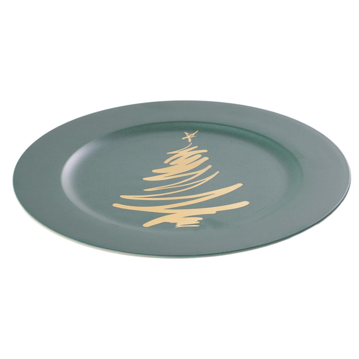 DEAR SANTA - Plato navidad 32cm verde/dorado