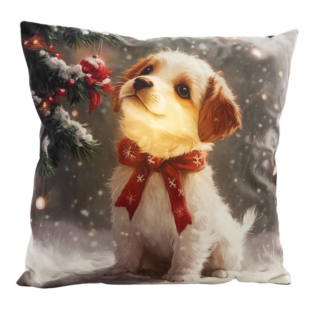 DEAR SANTA - Cojín navidad perro con led