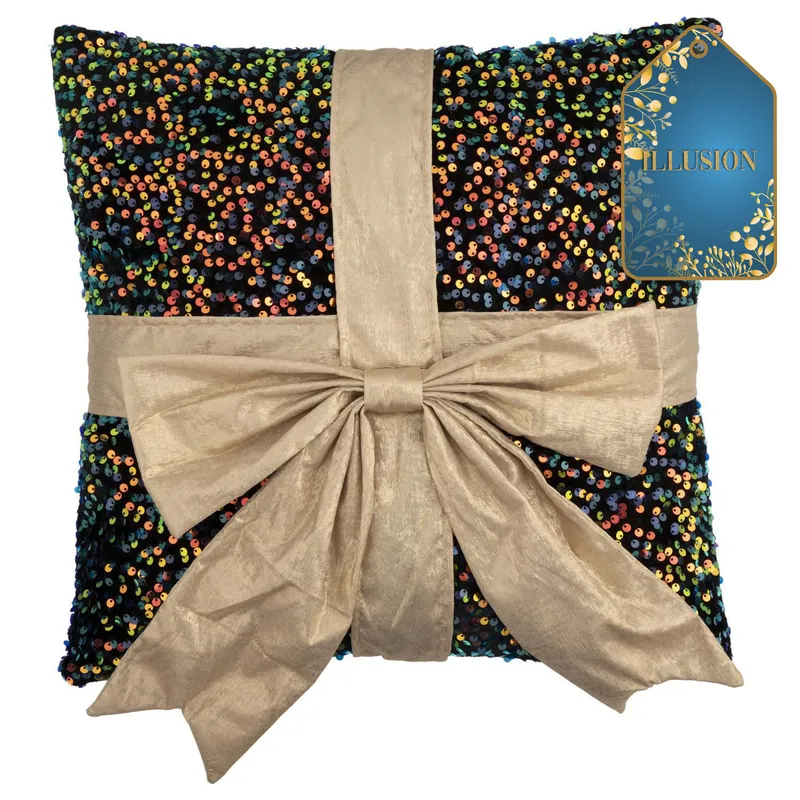 DEAR SANTA - Cojin navidad con lazo 41x41 cm illusion