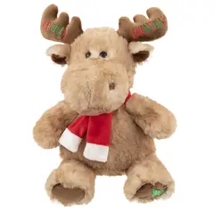 DEAR SANTA - Peluche Reno navidad sentado pañuelo rojo 24cm