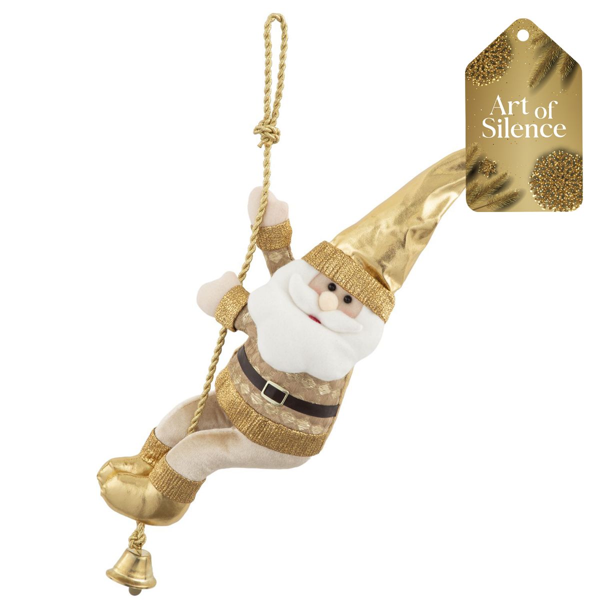 DEAR SANTA - Santa colgado navidad 60cm dorado aos