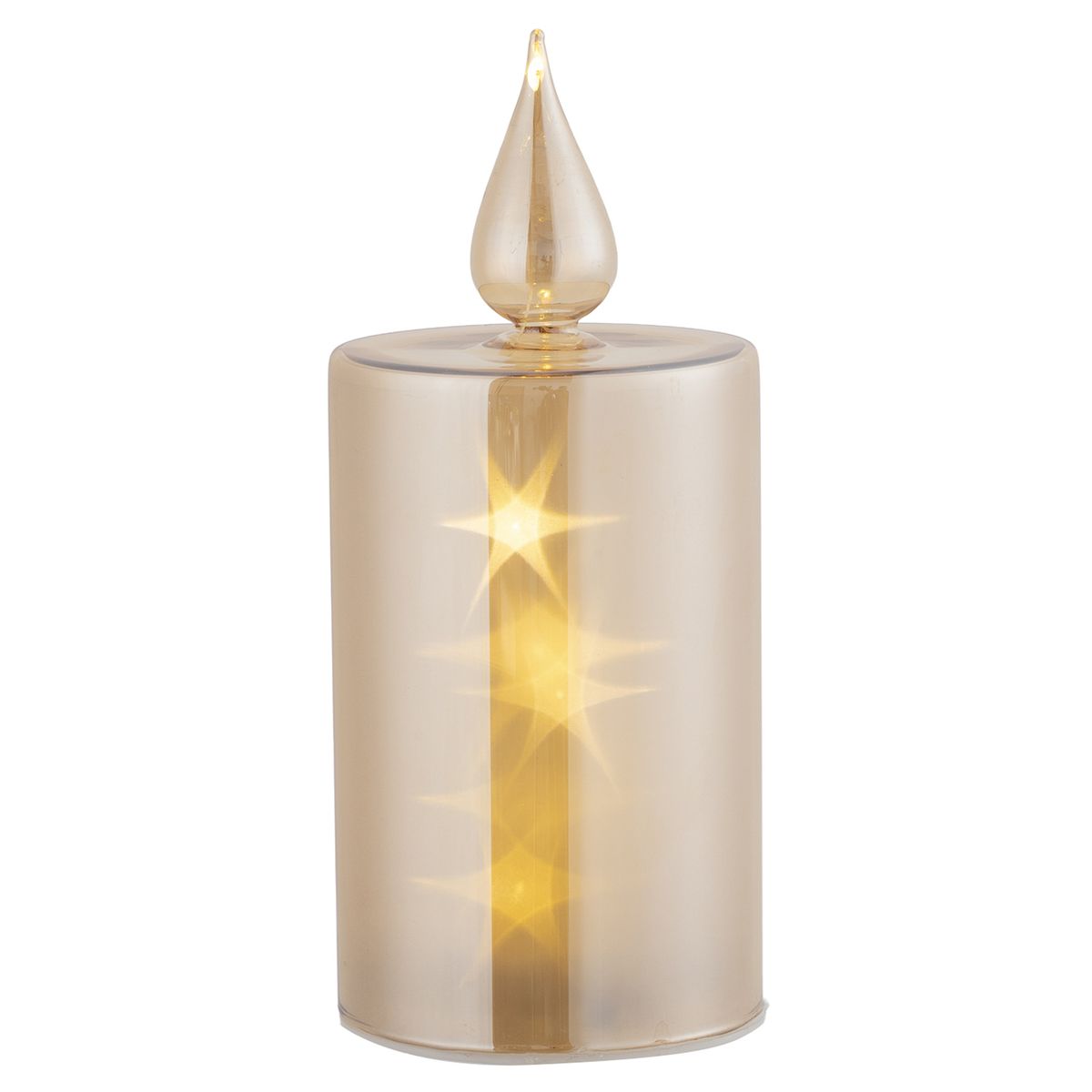 DEAR SANTA - Vela Deco Navidad Vidrio con Led 21 cm Dorado