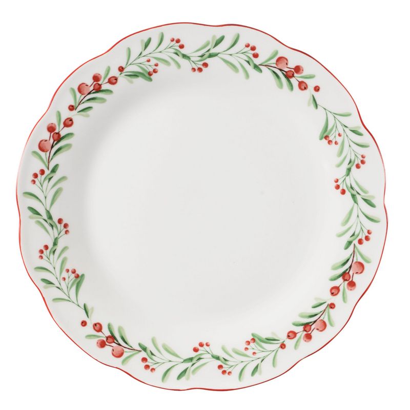 DEAR SANTA - Plato flores navidad 26.5cm blanco
