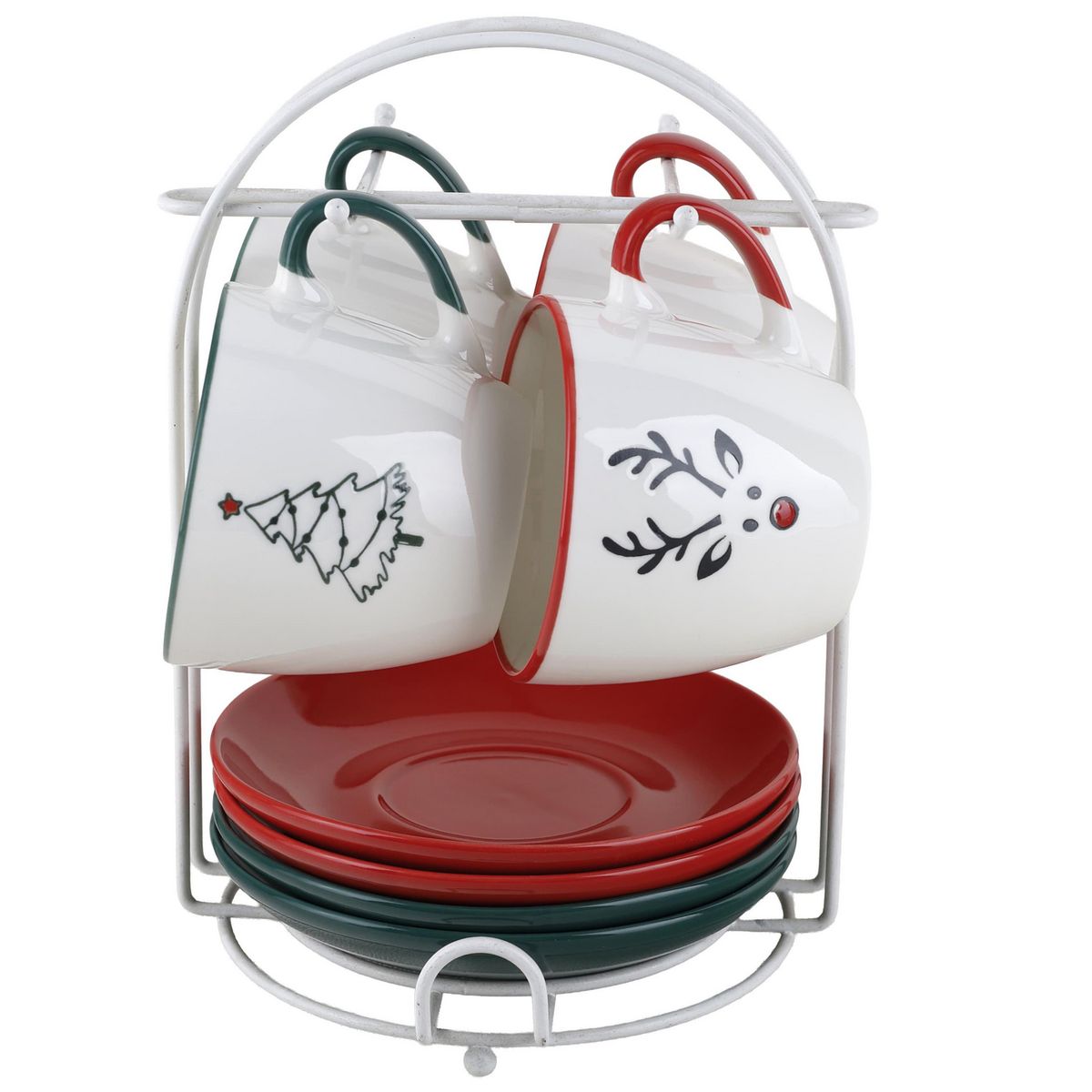 DEAR SANTA - Set 4 tazas con platillo navidad 200 ml