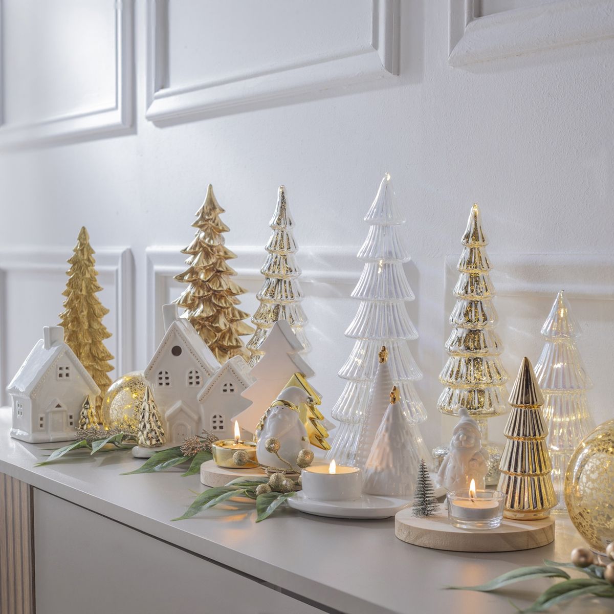 DEAR SANTA - Portavela navidad pinos 19 cm