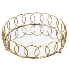 DEAR SANTA - Bandeja navidad espejo 27.5cm dorado