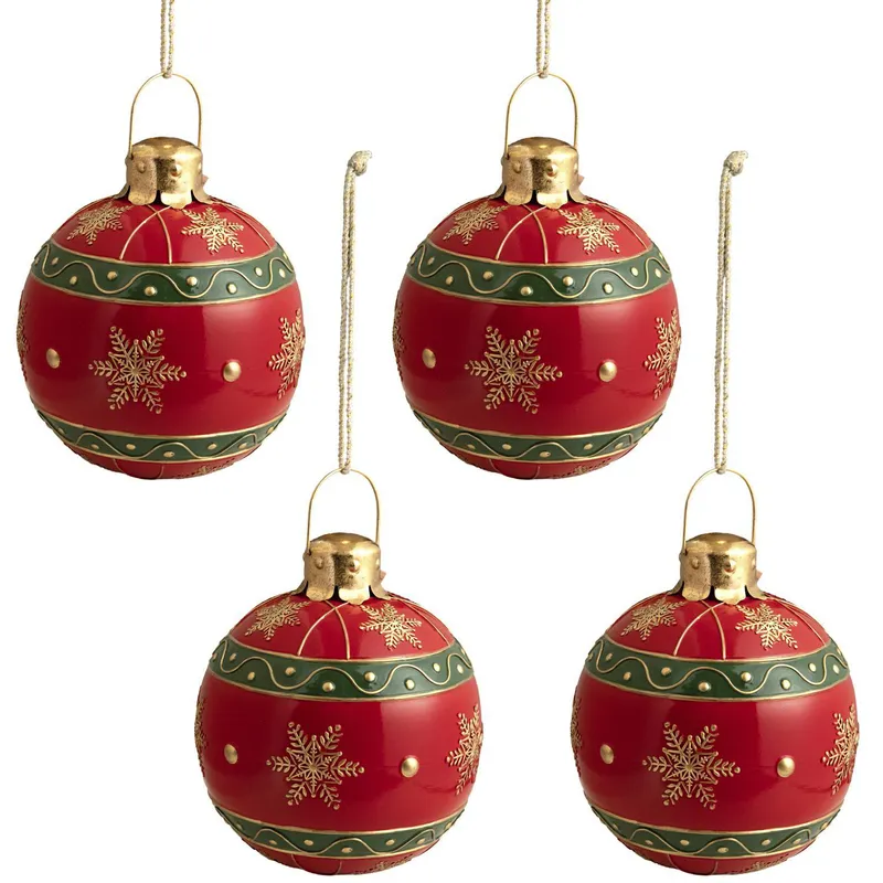 DEAR SANTA - Esfera Navidad de Metal Rojo-Verde-Dorado 30Cm