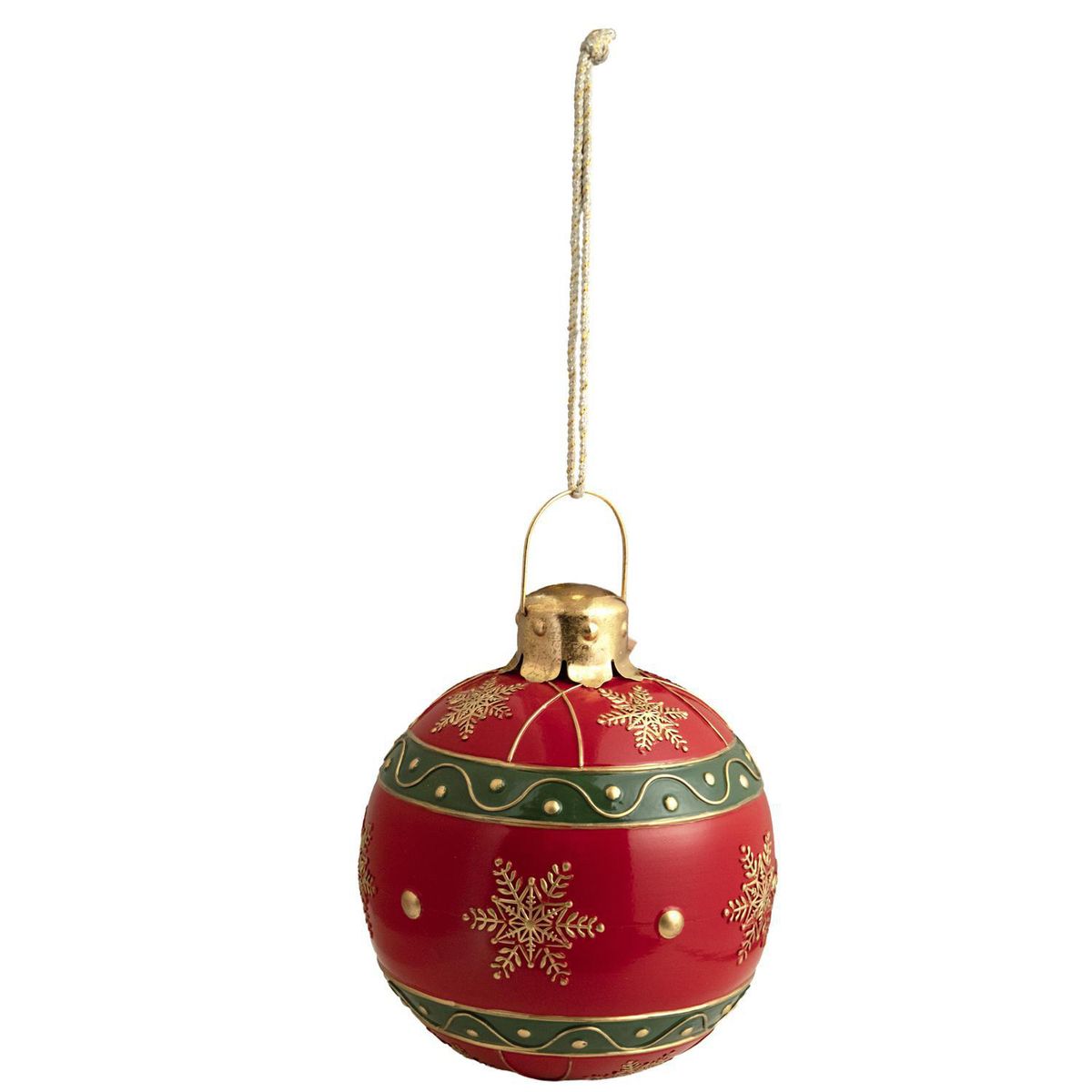 DEAR SANTA - Esfera Navidad de Metal Rojo-Verde-Dorado 30 cm