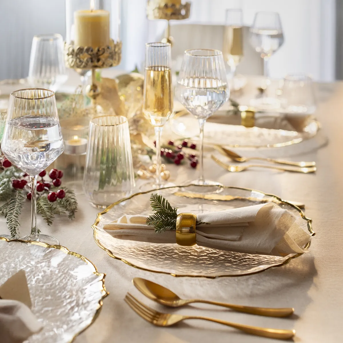 DEAR SANTA - Portavela navidad dorado 23cm