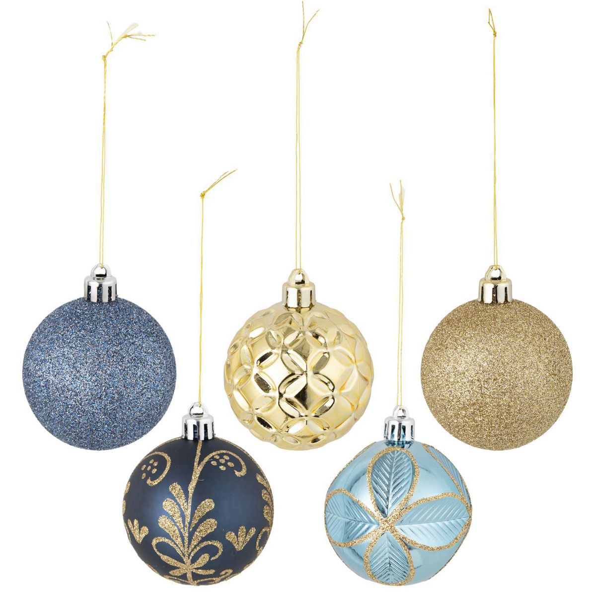 DEAR SANTA - Set 40 esferas navidad 6 cm doradoazul