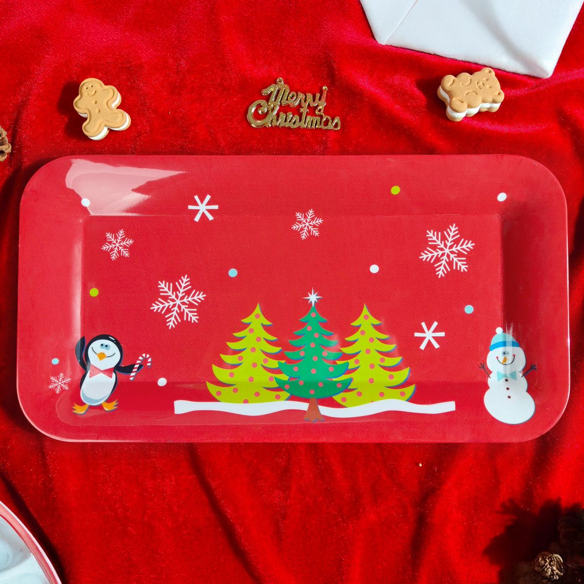 DEAR SANTA - Bandeja navidad melamina rojo 39x20cm