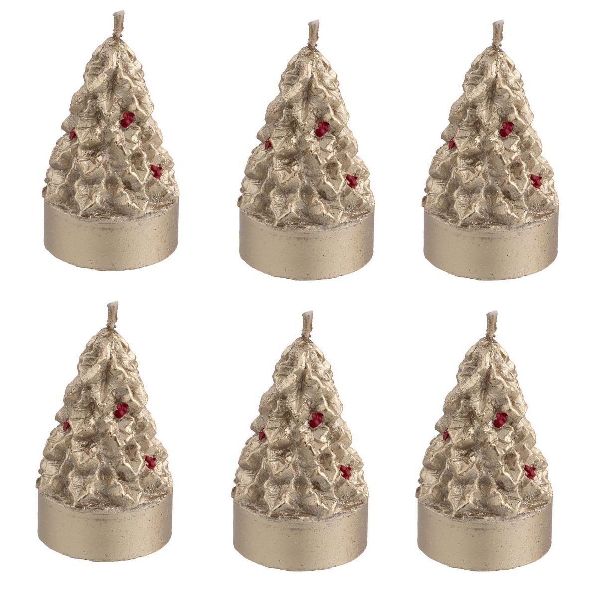 DEAR SANTA - Set 6 velas navidad árboles 3.8 cm