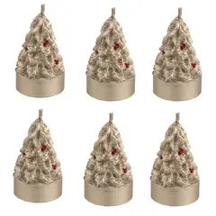 DEAR SANTA - Set 6 velas navidad árboles 3.8 cm