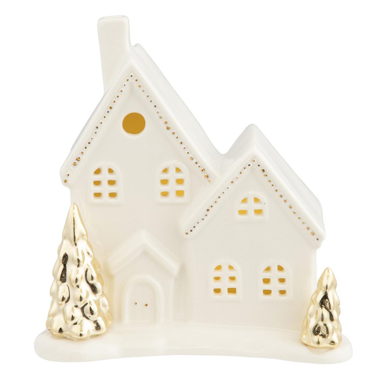 DEAR SANTA - Casa navidad doble luz porcel 17cm