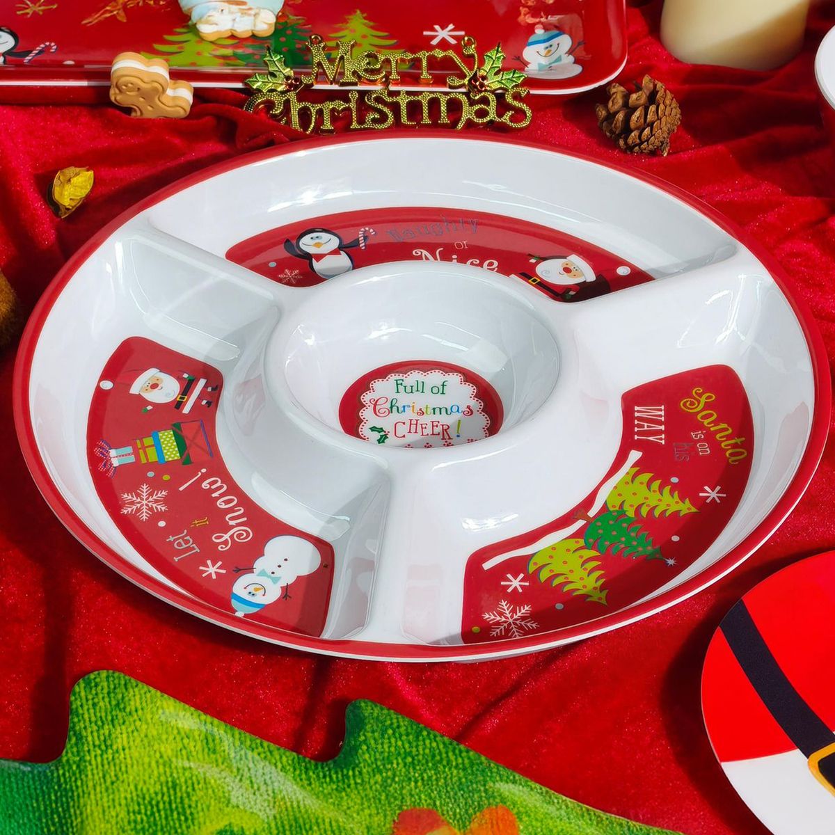 DEAR SANTA - Fuente navidad 3 divisiones melamina 34cm