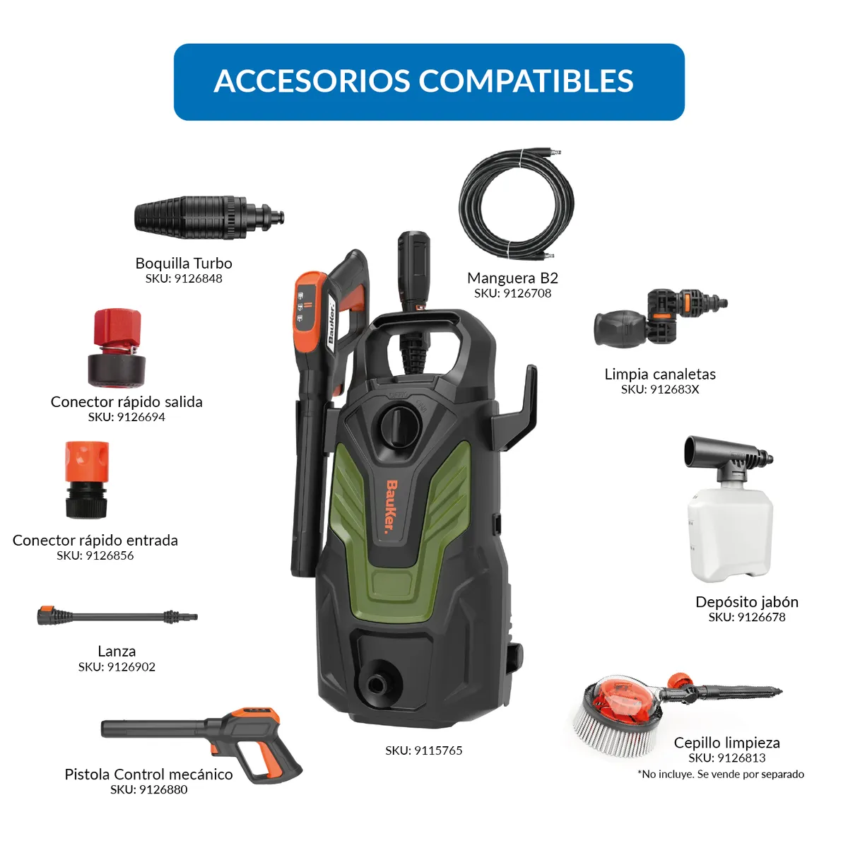 BAUKER - Hidrolavadora Eléctrica 1500W 112 Bar B2 Power Control