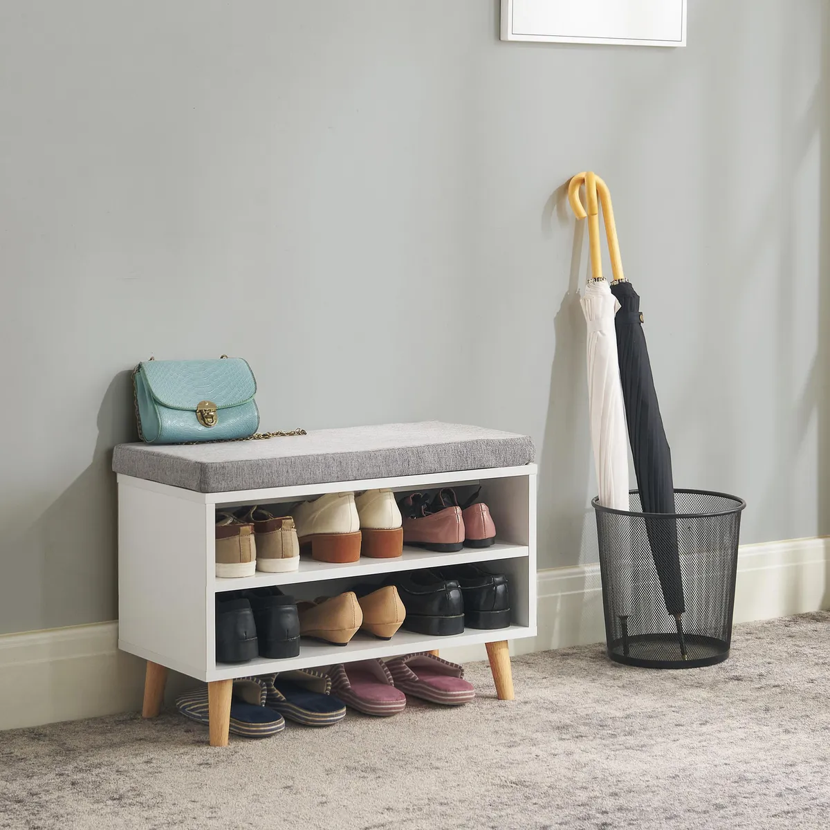 JUST HOME COLLECTION - Zapatero Melamina 2 Nivel(es) 60x43.3x30 cm Blanco, Gris