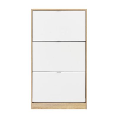 Imagen 2 del producto Zapatero 3 Puertas Melamina 70.4x125.2x24 cm Blanco, Roble
