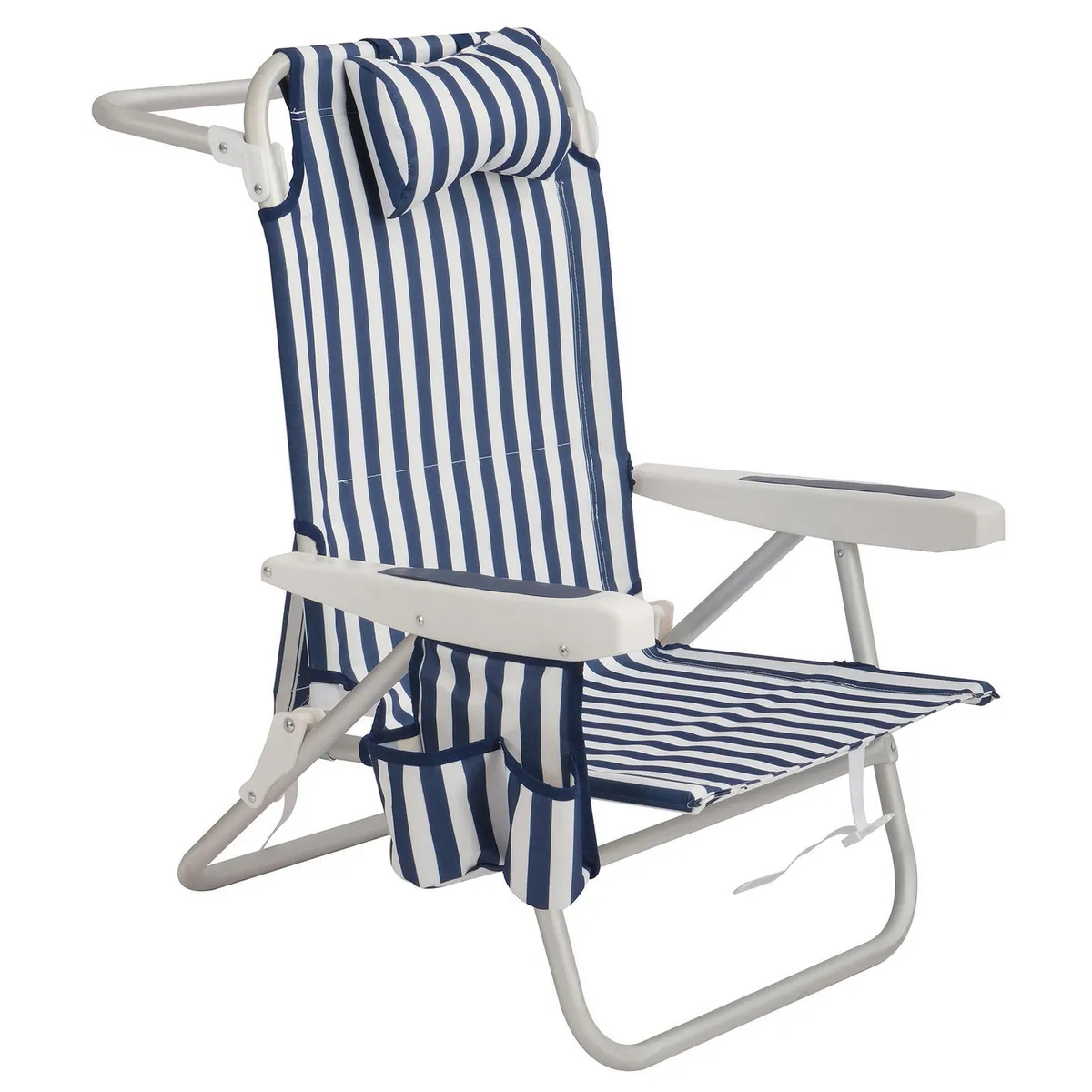 KLIMBER - Silla de Playa 63x81x104 cm Blanco/azul