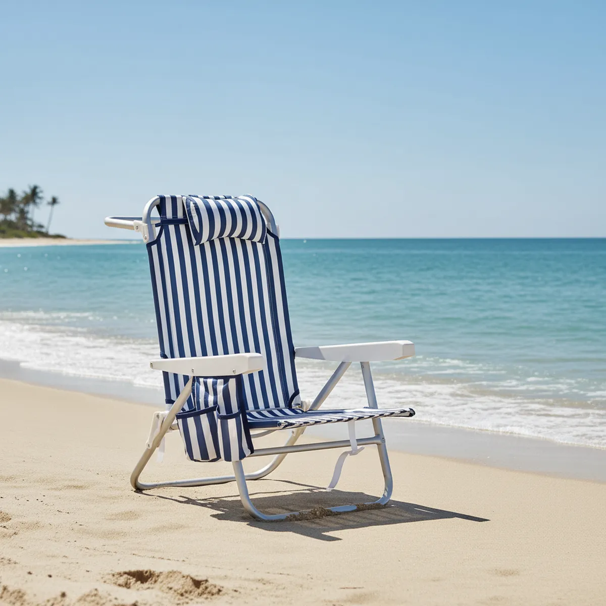 KLIMBER - Silla de Playa 63x81x104 cm Blanco/azul