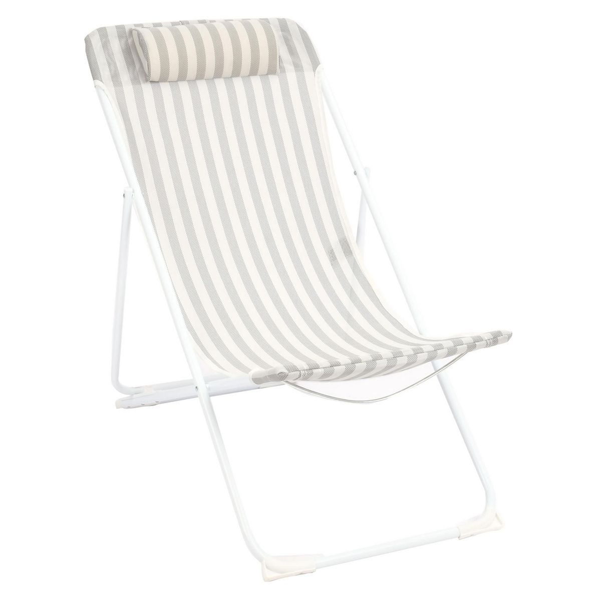 KLIMBER - Silla de Playa 55x89x87 cm Blanco; Gris