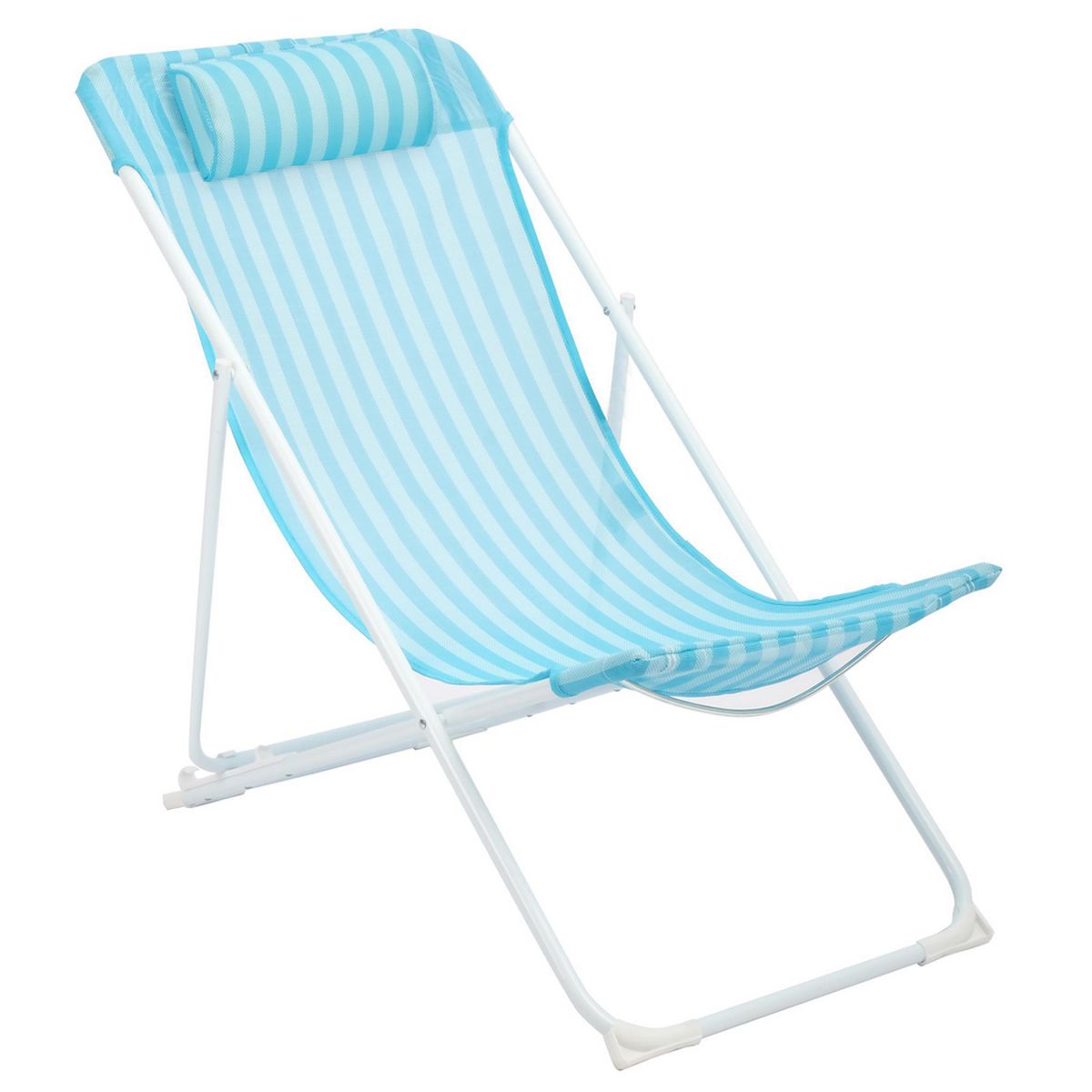 KLIMBER - Silla de Playa 55x89x87 cm Blanco; Azul