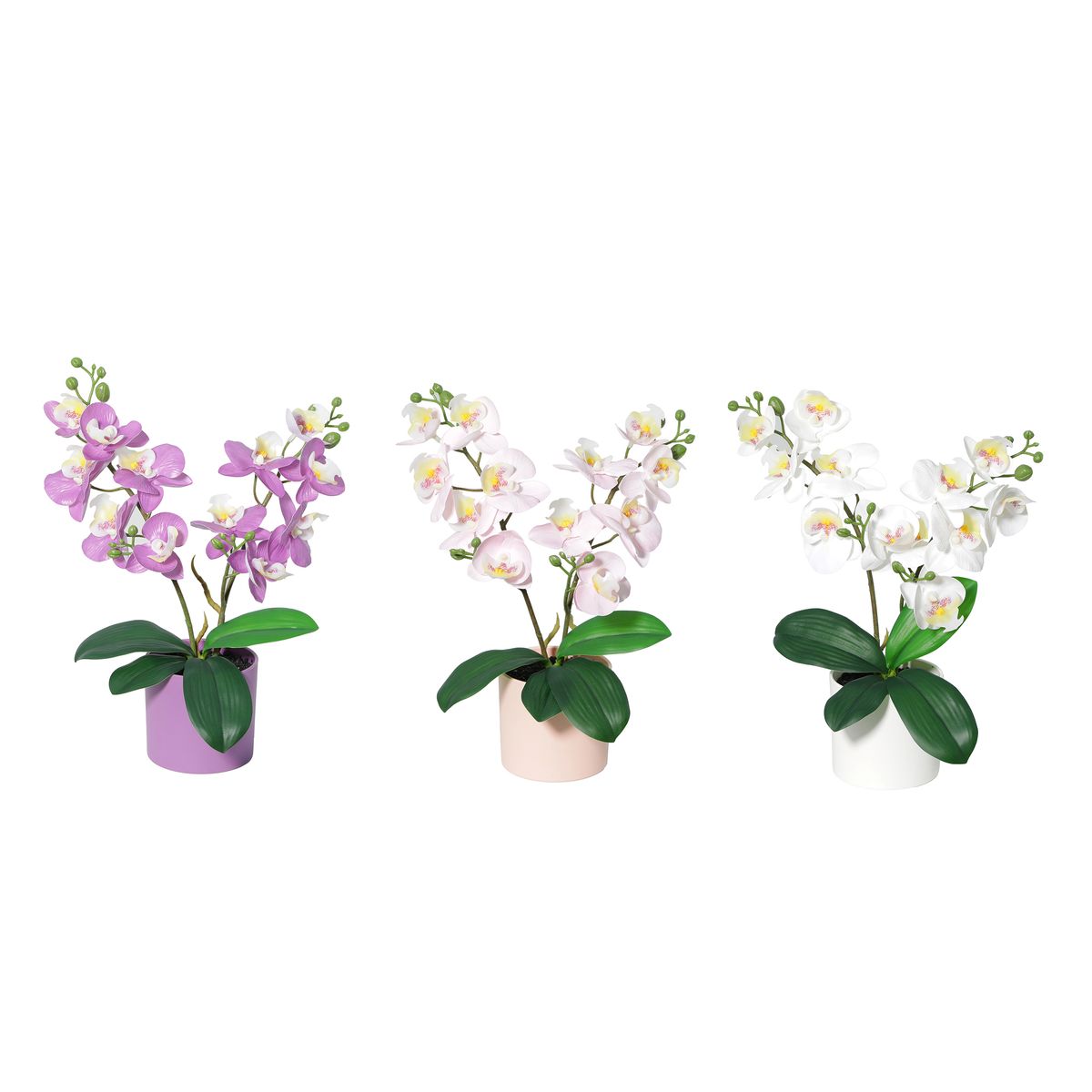JUST HOME COLLECTION - Planta Artificial Orquídea 35 cm Rosado, Morado; Blanco; Verde