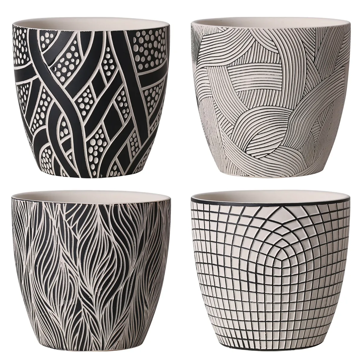 JUST HOME COLLECTION - Macetero de Plástico 13x13 cm Amarillo claro; Negro