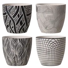 JUST HOME COLLECTION - Macetero de Plástico 13x13 cm Amarillo claro; Negro