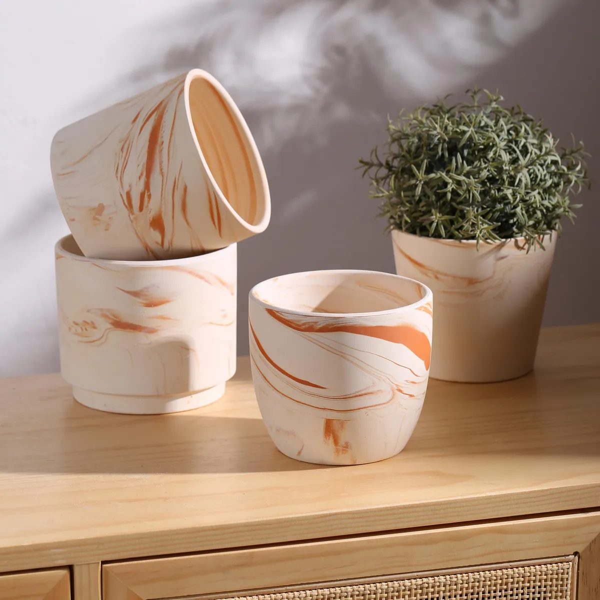 JUST HOME COLLECTION - Macetero de Cerámica 13x12 cm Blanco; Terracota