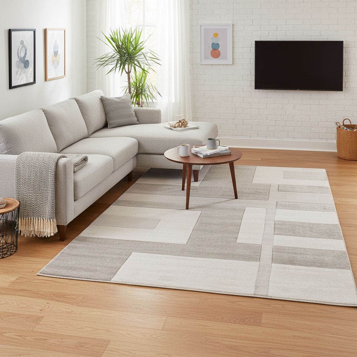 JUST HOME COLLECTION - Alfombra Luna Shuffle 120x170 cm Polipropileno Gris, Beige