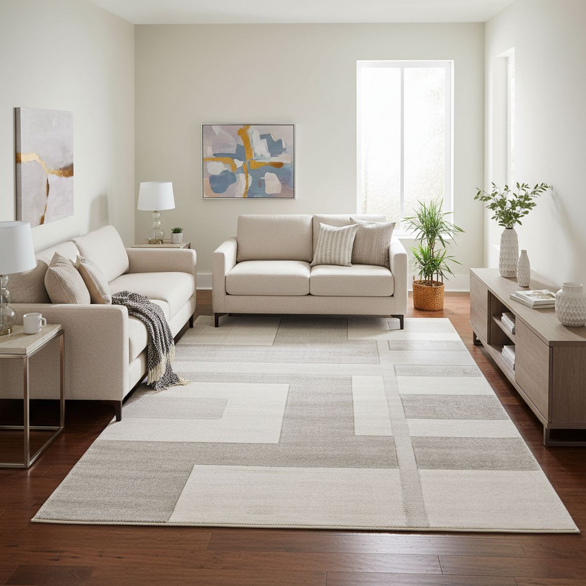 JUST HOME COLLECTION - Alfombra Luna Shuffle 160x230 cm Polipropileno Gris, Beige