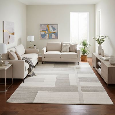 Imagen 2 del producto Alfombra Luna Shuffle 160x230 cm Polipropileno Gris, Beige