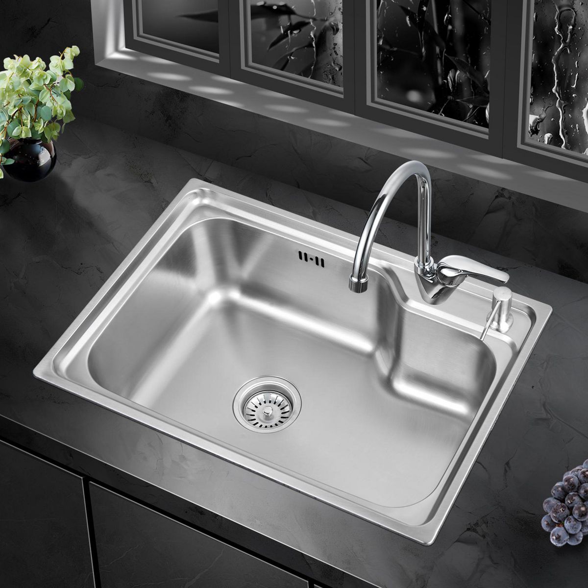 SENSI DACQUA - Lavaplatos con Monomando 1 Cubeta(s) 63x20x44 cm Acero inoxidable