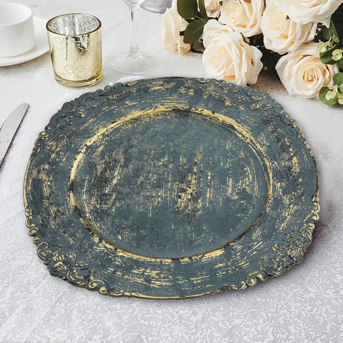 JUST HOME COLLECTION - Base plato 32,7 cm antiguo dorado