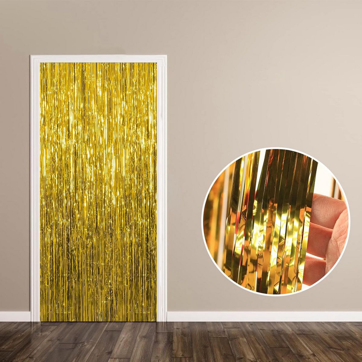 JUST HOME COLLECTION - Cortina para Fiesta 200x100 cm Dorado