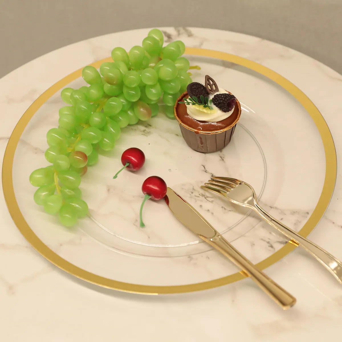 JUST HOME COLLECTION - Set 4 Platos 33 cm Plástico Ring Transparente