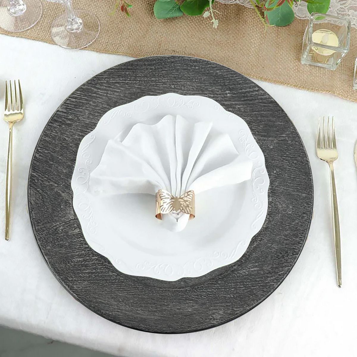 JUST HOME COLLECTION - Base Plato 32,7 cm Diseño Madera