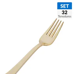 JUST HOME COLLECTION - Set 32 Tenedores Plásticos Dorado