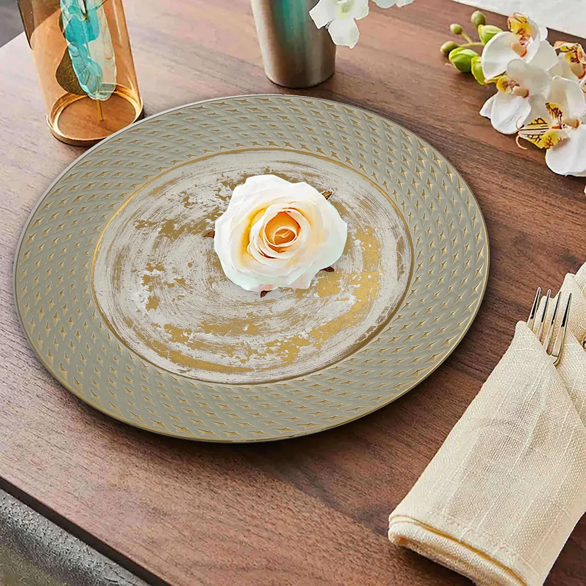 JUST HOME COLLECTION - Base Plato Antiguo 32,7 cm Dorado