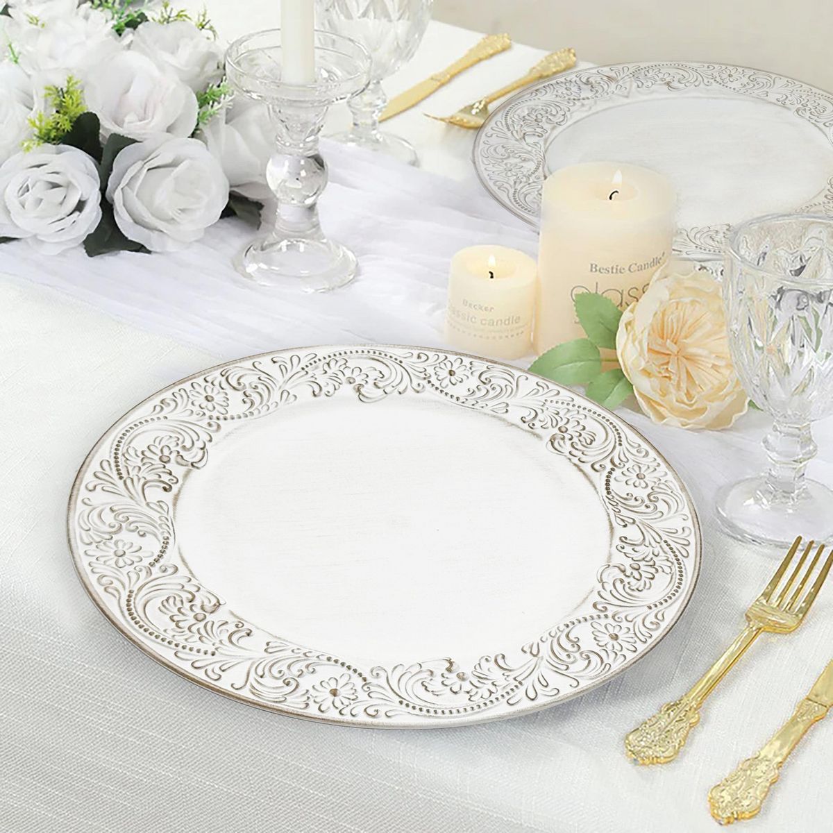 JUST HOME COLLECTION - Base Plato Plástico 32,7 cm Blanco