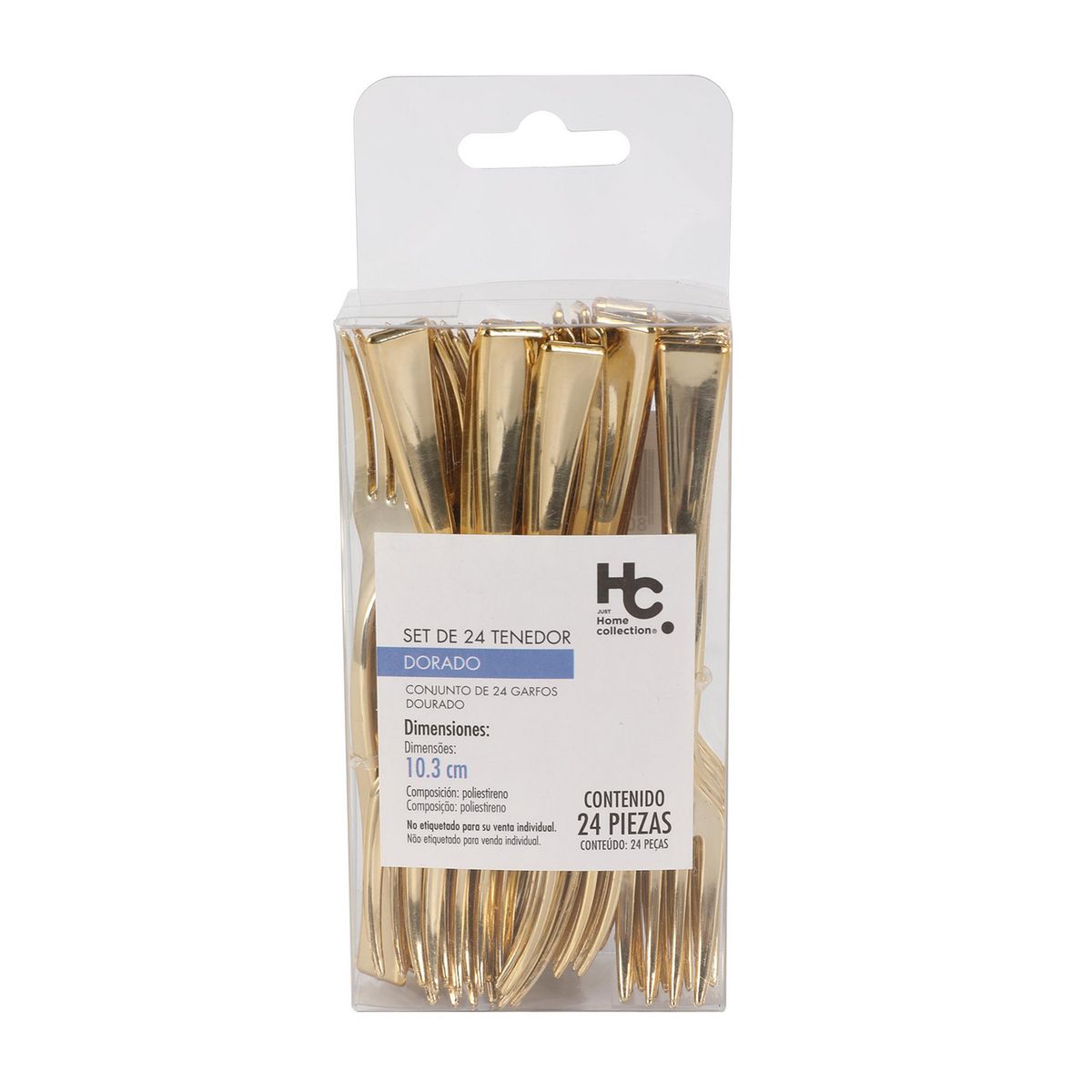 JUST HOME COLLECTION - Set 24 Tenedores Plástico Dorado