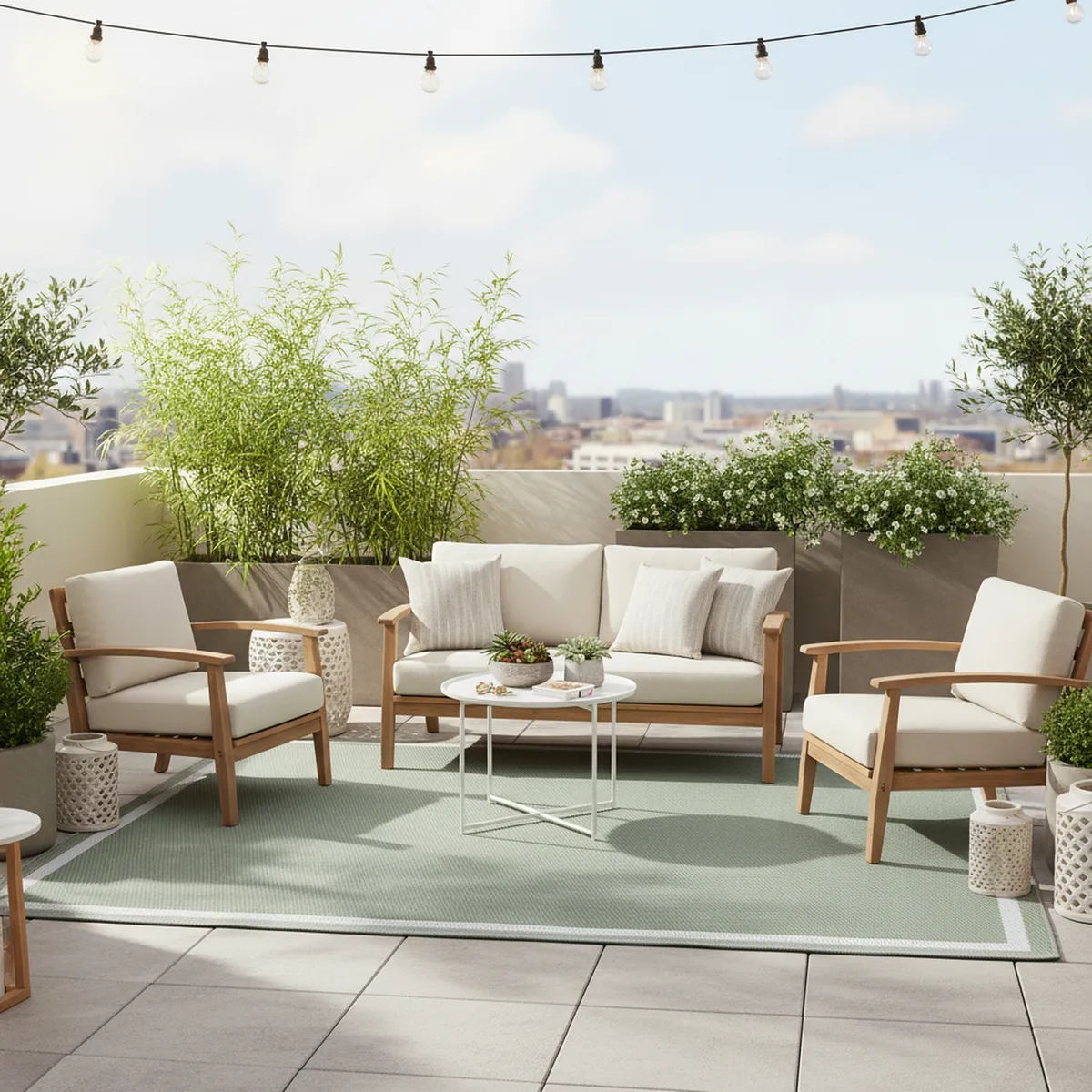 JUST HOME COLLECTION - Alfombra Terraza Boho 120x180 cm Polipropileno Gris