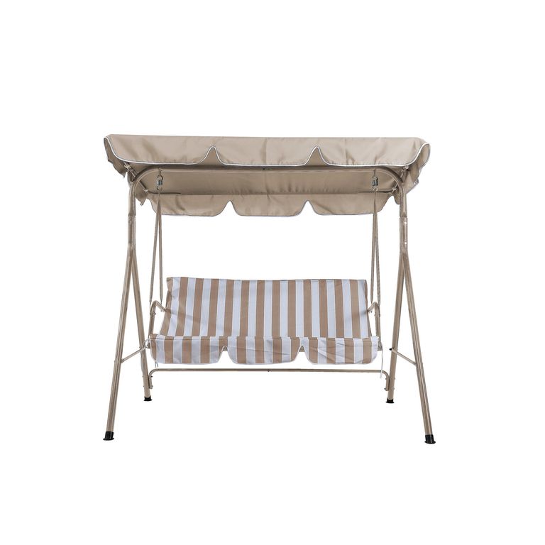 Sillón columpio 3 personas rayas beige