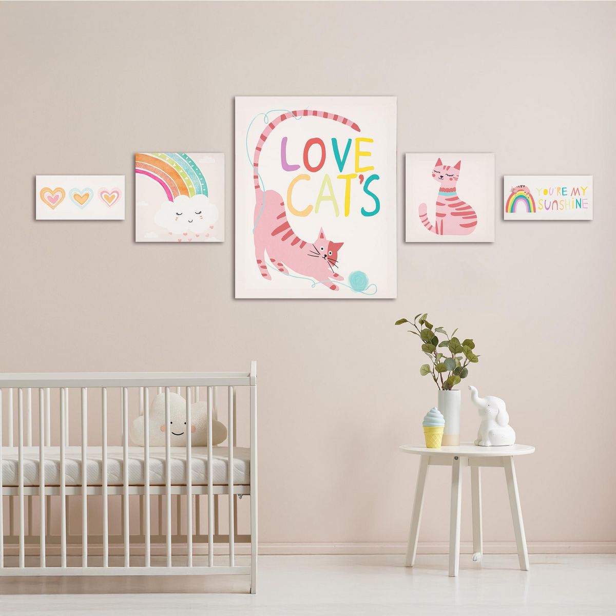 JUST HOME COLLECTION - Set de 5 Canvas Cats 40x50 cm