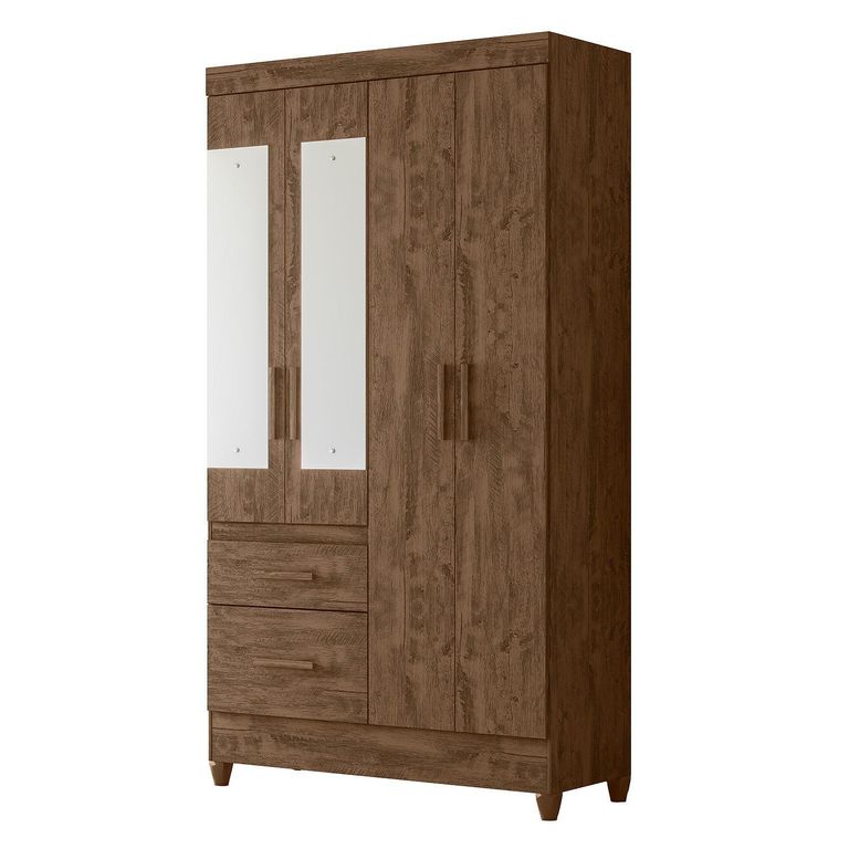Clóset con Espejo 4 Puerta(s) 2 Cajón(es) 5 Repisa(s) 111x204x47 cm Nogal