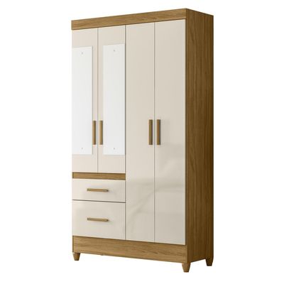 Imagen 2 del producto Ropero 4 Puerta(s) 2 Cajón(es) 5 Repisa(s) 111x204x47 cm Roble, blanco