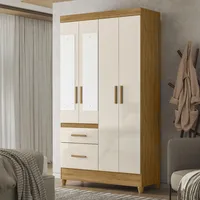 Ropero 4 Puerta(s) 2 Cajón(es) 5 Repisa(s) 111x204x47 cm Roble, blanco