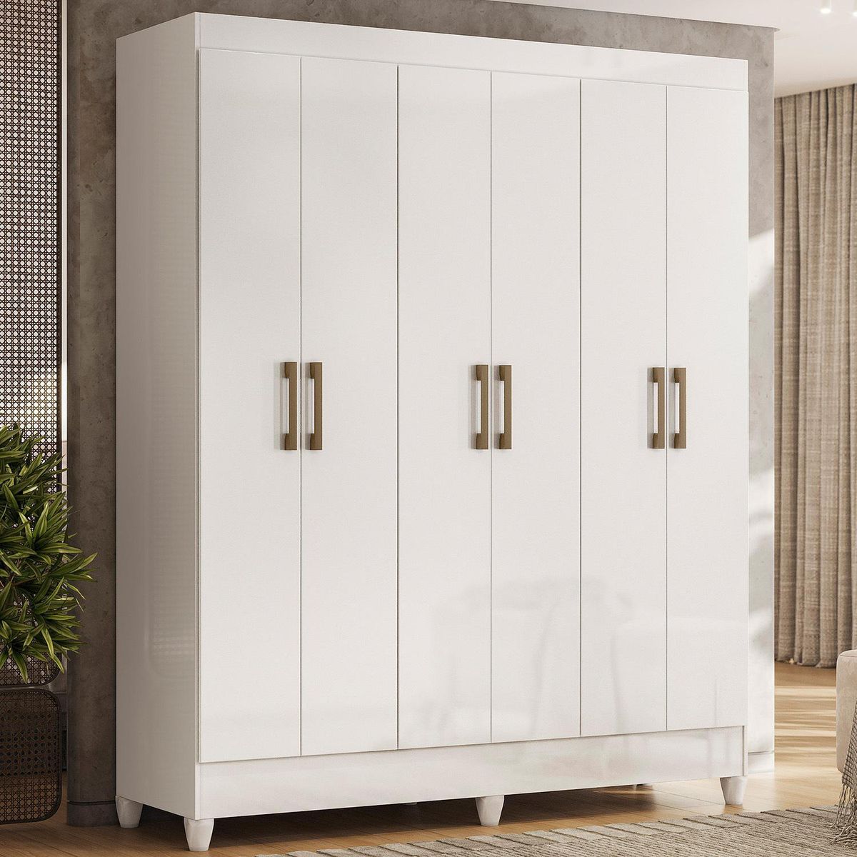CASA BONITA - Clóset 6 Puerta(s) 1 Cajón(es) 3 Repisa(s) 147x182x47 cm Blanco