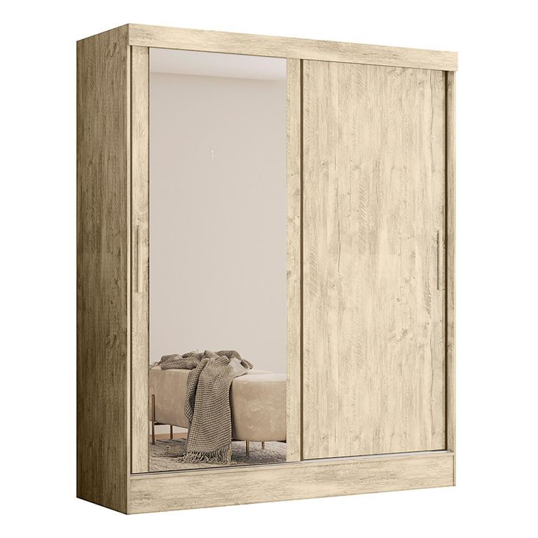 Clóset con Espejo 2 Puerta(s) 2 Cajón(es) 6 Repisa(s) 164x211x53 cm Avellana